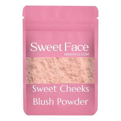 Blush Powder Refill (Sweet Cheeks) (1 Pound Bag) By Sweet Face Minerals, Lightweight Mineral Loose Makeup Powder with SPF 20, Full Coverage Flawless Finish, Talc-free, Cruelty-Free, Refillable Pouch
