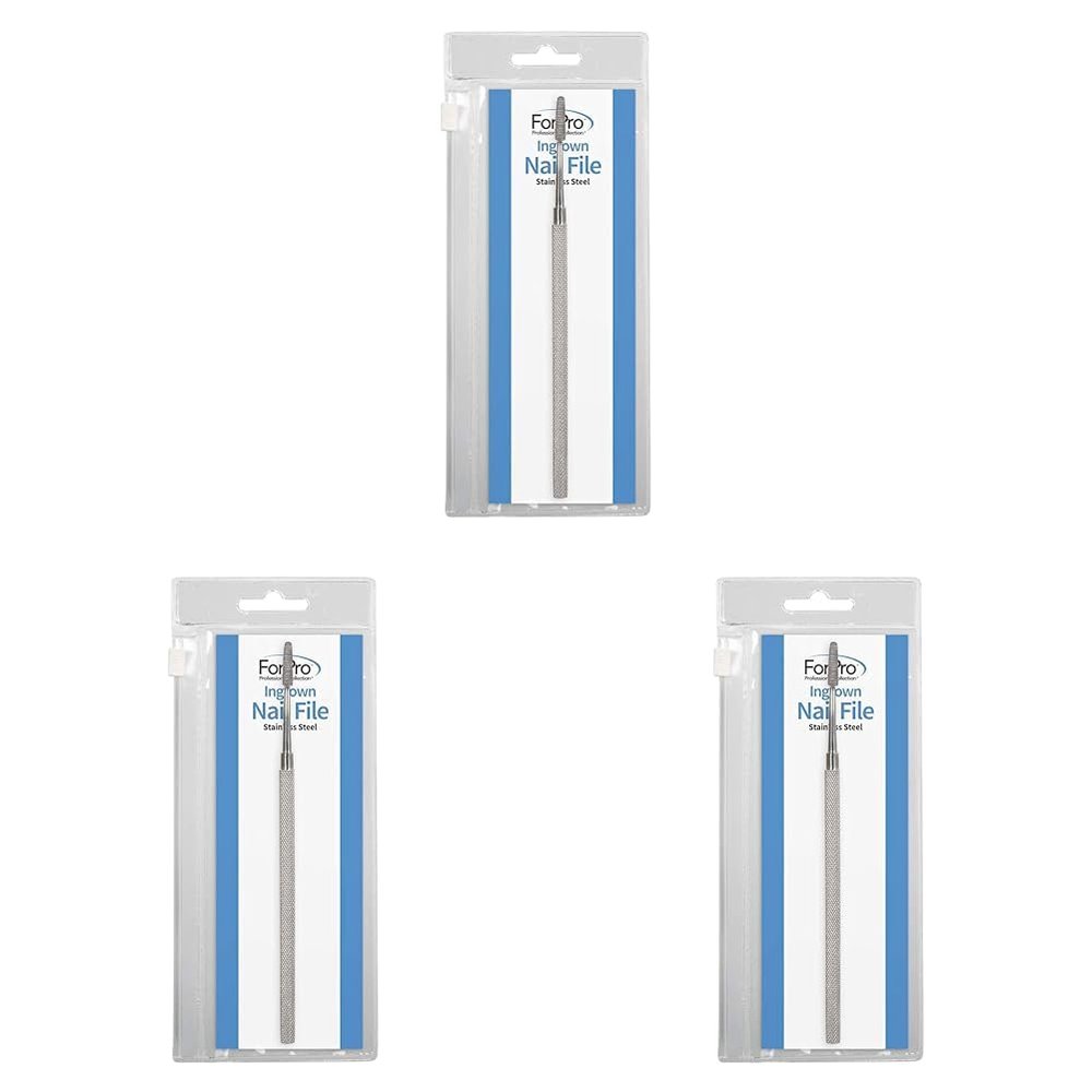 ForPro Professional Collection Ingrown Nail File, Stainless Steel, Ingrown Toenail Tool with Angled End (Pack of 3)