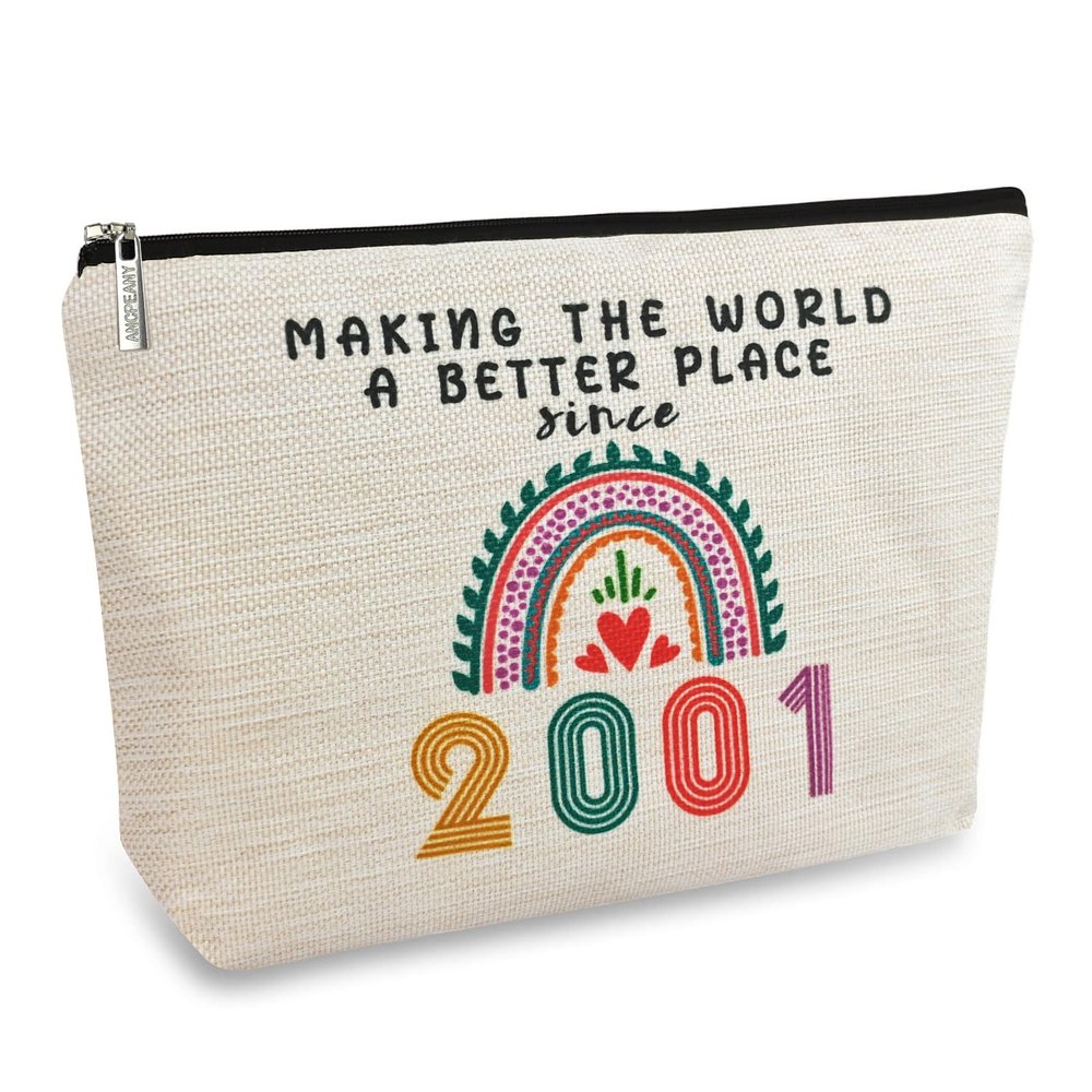 24th Birthday Gifts for Girls Makeup Bags, 2001 Happy 24th Birthday Decorations for Teen Girls, 24 Year Old Girl Birthday Gifts for Daughter, Sister, Granddaughter, Cosmetic Travel Pouch, Christmas