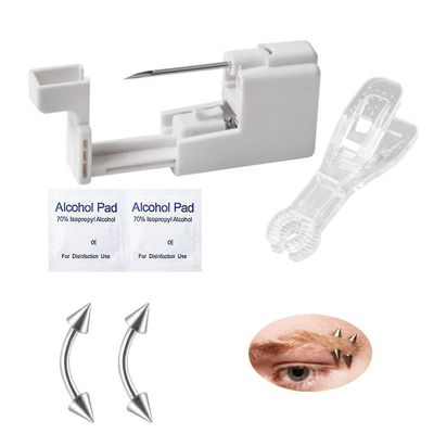 AM RONG MAGIC Professional Body Piercing Kit - Self Piercing Gun Kits, Body Piercing Needle Tool Kits for Eyebrow, Belly Button, Lip, Tongue, Nose (White)