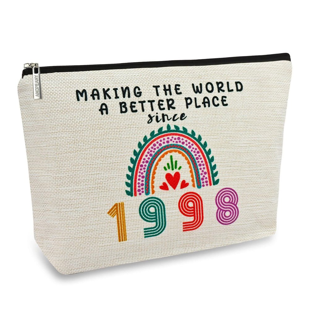28th Birthday Gifts for Her Makeup Bags, 28th Birthday Decorations for Women, 1998 Anniversary 28 Year Old Gift Ideas for Wife, Sister, Best Friend Female, Mothers Day, Christmas Cosmetic Travel Bag