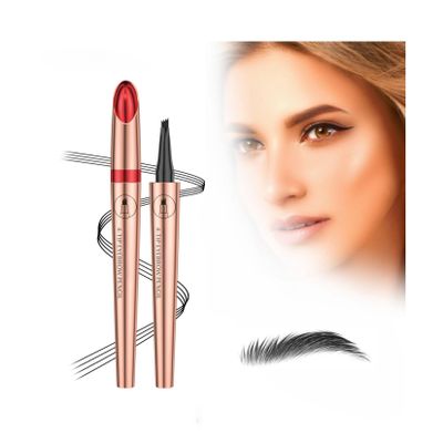 2 Pcs Magic Eyebrow Pencil, 2025 New Upgraded 3D Waterproof Microblading Eyebrow Pencil Contouring Pen,4 Tipped Precise Brow Pen(Color : A-Black)