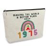 50th Birthday Gifts for Her Women, Happy 1975 50th Birthday Decorations Makeup Bag, Anniversary 50 Year Old Gift Ideas for Wife, Sister, Mom, Aunt, Cosmetic Travel Pouch for Mothers Day, Christmas view 1