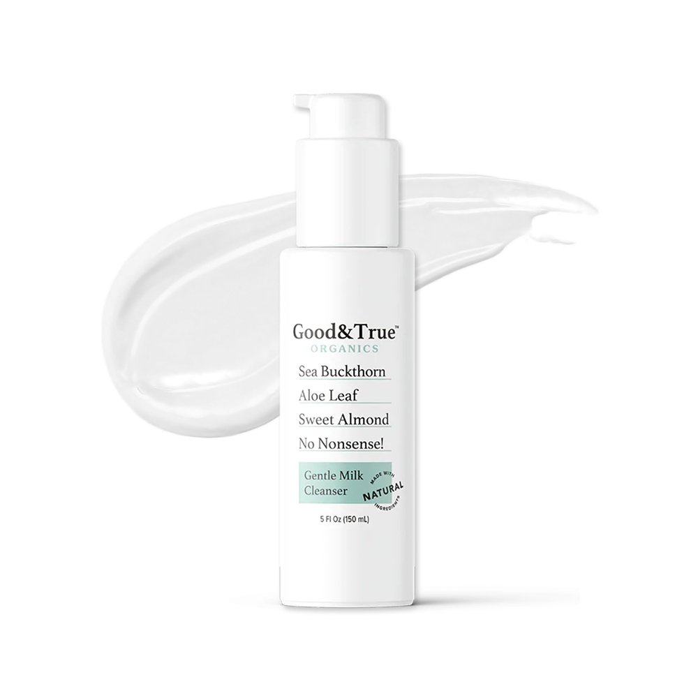 Measurable Difference Good & True Organics - Gentle Milk Cleanser with Sea Buckthorn, Aloe & Sweet Almond - Moisturizes, Cleanses & Repairs Skin - Enhances Tone, Texture & Elasticity