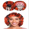 Anime Bonnet with Elastic Soft Band Adjustable Women and Men Silky Bonnets for Sleeping Comfortable Satin Fabric, Red Skna view 1