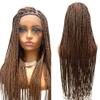 JBG 36 Inch Braided Wigs for Black Women - Knotless Box Braid Wig with Baby Hair, Glueless Braided Lace Front Wigs, Full Double Lace Wig, Handmade Synthetic Box Braids, Long Auburn Brown view 1