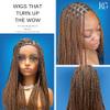JBG 36 Inch Braided Wigs for Black Women - Knotless Box Braid Wig with Baby Hair, Glueless Braided Lace Front Wigs, Full Double Lace Wig, Handmade Synthetic Box Braids, Long Auburn Brown view 3
