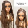 JBG 36 Inch Braided Wigs for Black Women - Knotless Box Braid Wig with Baby Hair, Glueless Braided Lace Front Wigs, Full Double Lace Wig, Handmade Synthetic Box Braids, Long Auburn Brown view 4