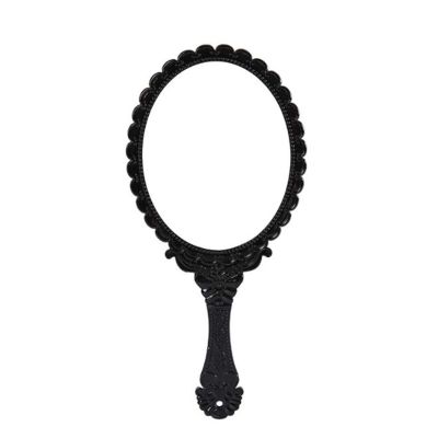 HASMI Vanity Mirror Vintage Carved Vanity Mirror Handheld Makeup Mirror Hand Mirror Portable Vanity Mirror Small Light up Mirror Compact Mirror for Women Household Cosmetic Mirror (Color : Black)