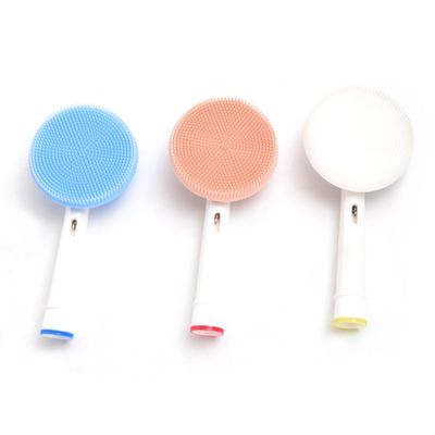 QICAITU 3 Pcs Facial Cleansing Brush Replacement Head Compatible with Oral B Bruan Electric Toothbrush Bases Waterproof Silicone Face Spin Brushes for Cleansing (Pink+Blue+White)