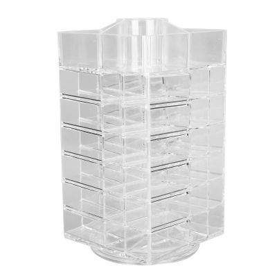 360 Degree Rotatable Lipstick Holder, 53 Slots Cosmetics Storage Case Box, 48-64 Lipsticks, Tilting Design Transparent Plastic Display Rack Organizer for Large Cosmetics Collection