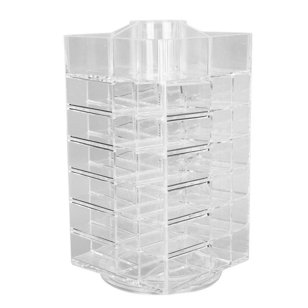 360 Degree Rotatable Lipstick Holder, 53 Slots Cosmetics Storage Case Box, 48-64 Lipsticks, Tilting Design Transparent Plastic Display Rack Organizer for Large Cosmetics Collection
