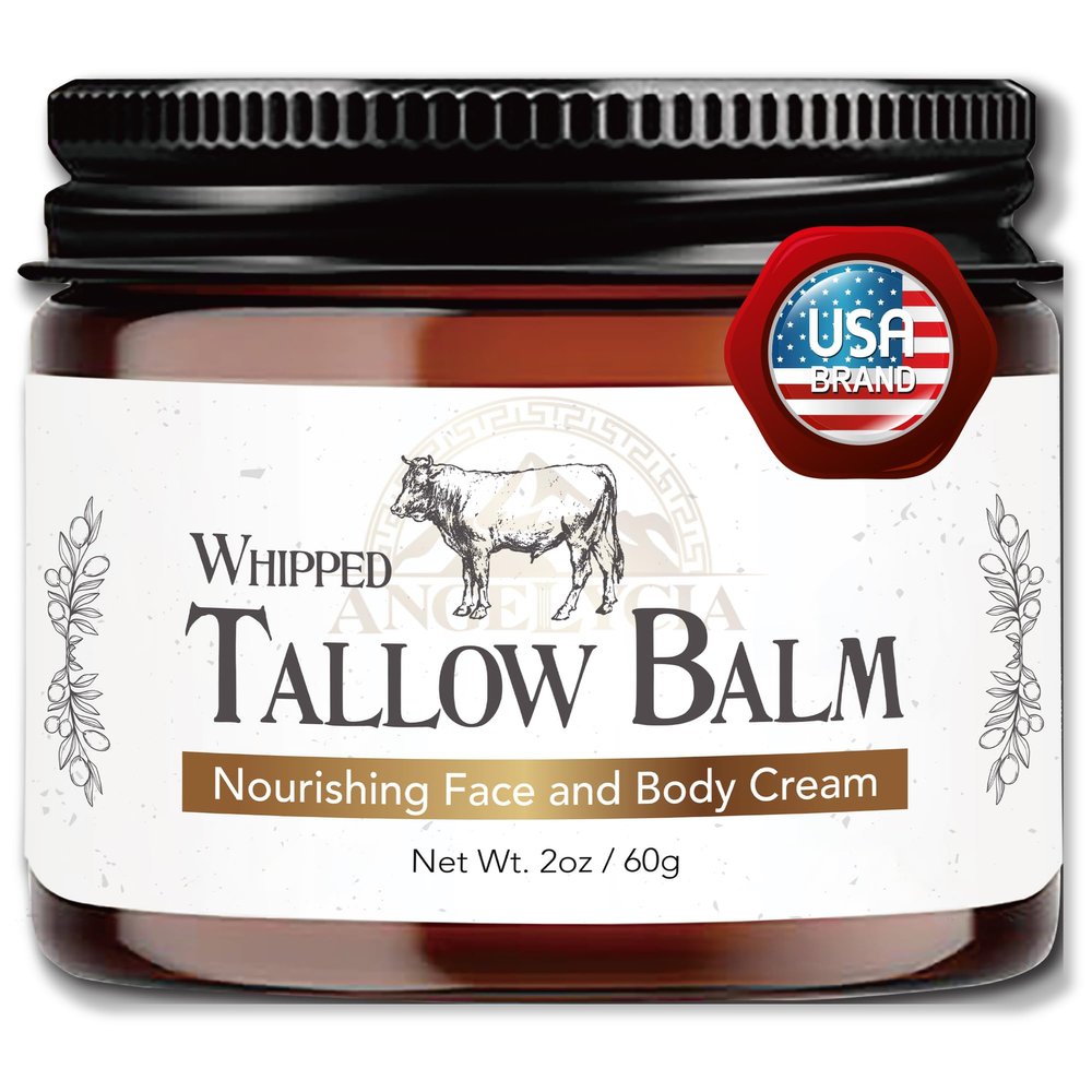 ANGELYCIA Beef Tallow for Skin | 100% Grass Fed Handmade Tallow Face Moisturizer | Face & Body | Whipped Moisturizer | 100% Natural Tallow Balm | No Parabens | Sensitive & Dry Skin, Eczema, Psoriasis