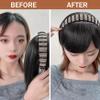 Hbbgdiy Headssband with Bangs,9.8 inch Clip on Bangs Synthetic Rhinestone,Stylish Natural Bangs Hair Clip for Women Girls Black view 4