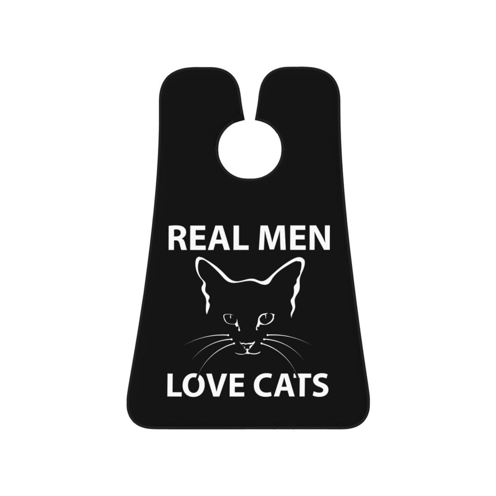 ZKLCRYTR Real Men Love Cats Men's Beard Bib Apron Waterproof Smooth Surface Beard Apron Durable Foldable Beard Hair Men's Gift