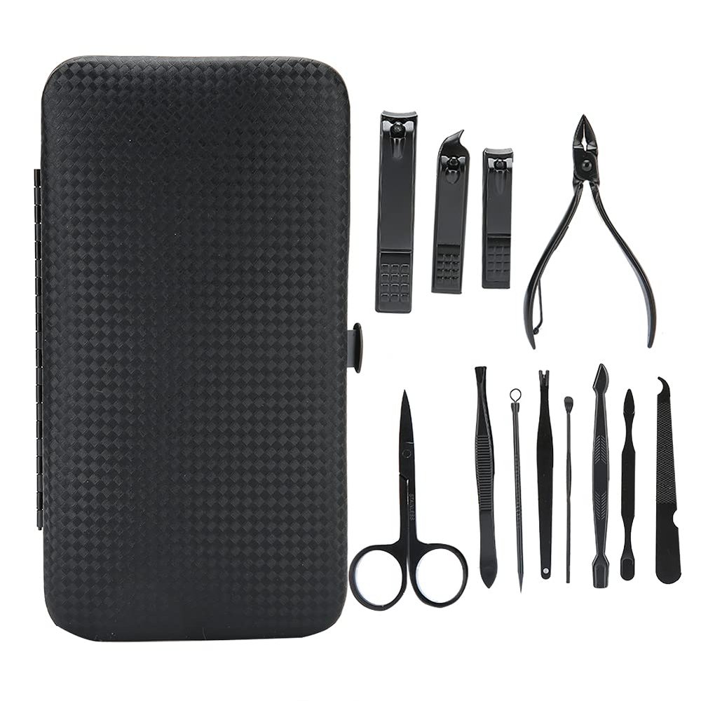 12pcs Stainless Steel Eyebrow Scissors Nail Clipper Dead Skin Pusher Manicure Tool Set