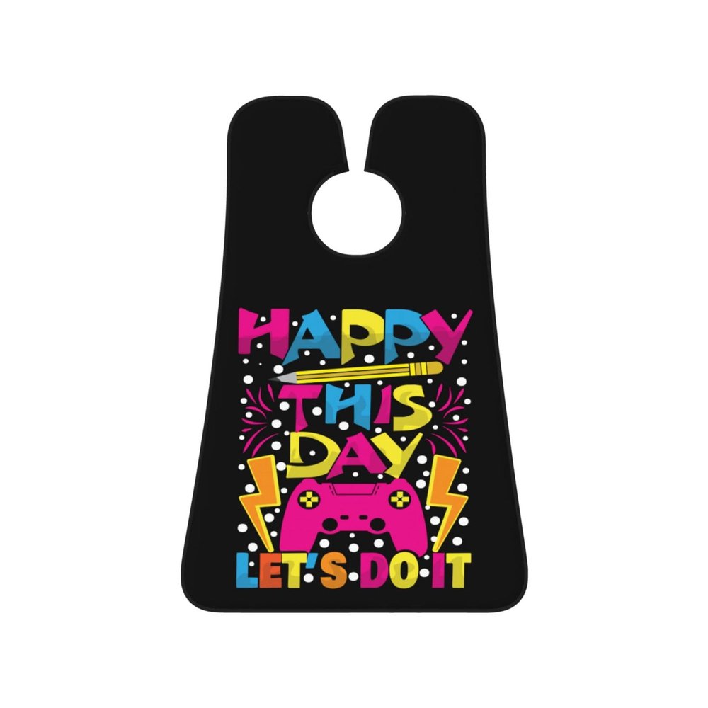 ZKLCRYTR Happy This Day Let's Do It Men's Beard Bib Apron Waterproof Smooth Surface Beard Apron Durable Foldable Beard Hair Men's Gift