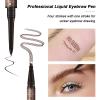 2025 New Microblading Eyebrow Pen (Dark Grey), 3D Waterproof Microblading Eyebrow Color with 4 Fork Tip Tattoo, Long-Lasting Natural Hair-Like Eyebrow Pen, Professional Eyebrow Pencils for Women view 2