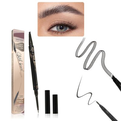 2025 New Microblading Eyebrow Pen (Black), 3D Waterproof Microblading Eyebrow Color with 4 Fork Tip Tattoo, Long-Lasting Natural Hair-Like Eyebrow Pen, Professional Eyebrow Pencils for Women