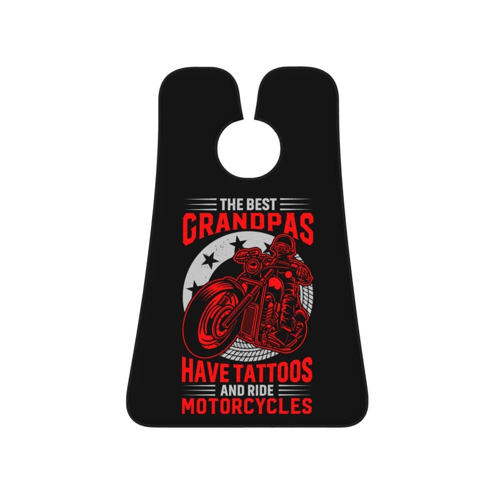 ZKLCRYTR The Best Grandpas Have Tattoos And Ride Motorcycles Men's Beard Bib Apron Waterproof Smooth Surface Beard Apron Durable Foldable Beard Hair Men's Gift
