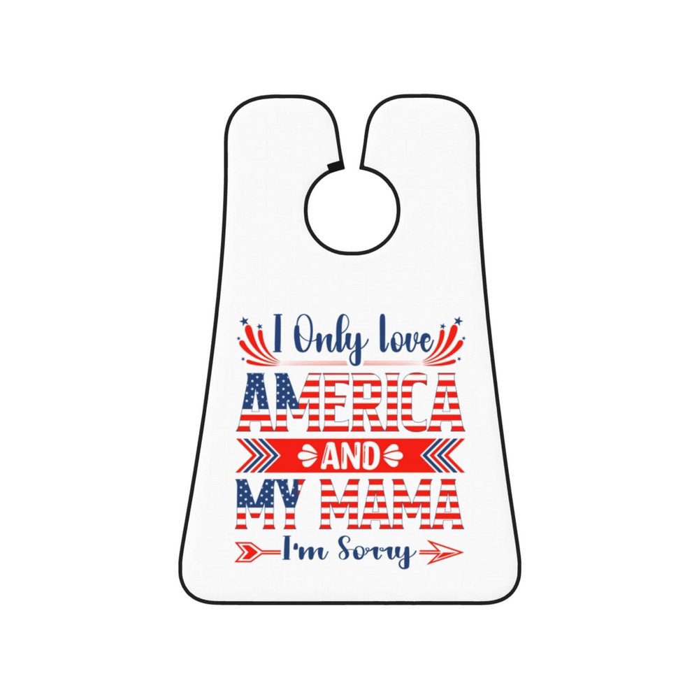 ZKLCRYTR I Only Love America And My Mama I'm Sorry Men's Beard Bib Apron Waterproof Smooth Surface Beard Apron Durable Foldable Beard Hair Men's Gift