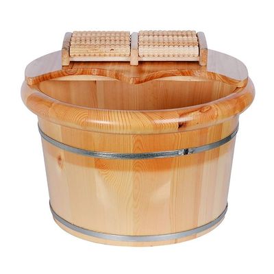 GenSDH Foot Spas for Home Use Pedicure Tub Wooden Foot Basin,Solid Wood Foot Tub,Pedicure Bowl Spa Massage Pedicure Barrels Household Foot Bath Barrel,with Lid with Massager