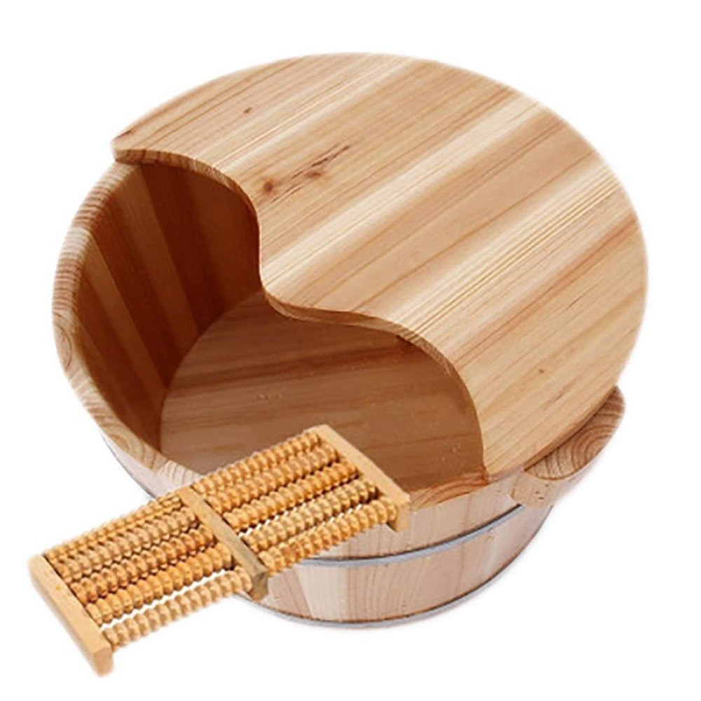 GenSDH Pedicure Foot Soak Tub Handmade Wooden Footbath Tubs, Foot Relaxing Barrel Foot Bath Spa Bowl for Feet Stress Relief (Color : B) (B)
