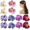 12 Pieces Flower Hair Clips Bohemian Butterfly Orchid Hair Barrettes for Beach Party Spring Photo Prop, Artificial Hawaiian Boho Hairclip Flower Hair Accessories for Women Girls Bridal Headwear view 1