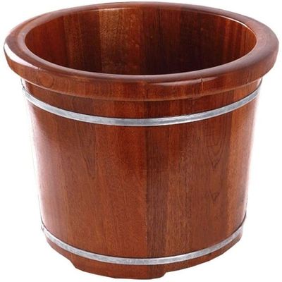 GenSDH Foot Spas for Home Use Wooden Foot Bath Barrel Foot Basin Durable Foot Spa Sauna Bath Foot Tub, Bath for Hands and Feet Foot Spa Bath Massager (Dark Brown)