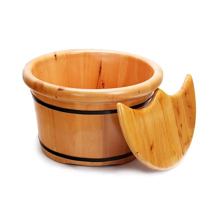 GenSDH Pedicure Foot Soak Household Wooden Foot Bath, Thick Wooden Foot Bath Foot Spa Household Wash Ba (Color : 25cm Covered) (25cm Covered)