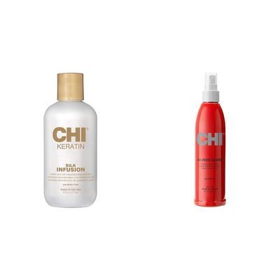 CHI Keratin Silk Infusion, 6 Fl Oz 44 Iron Guard Thermal Protection Spray, 8 Fl Oz