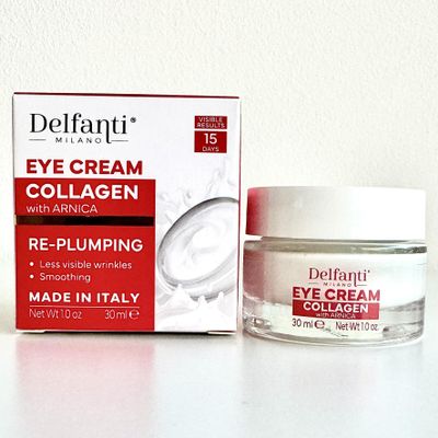 Delfanti-Milano  COLLAGEN RE-PLUMPING EYE CREAM with ARNICA  Smoothing Less Visible Wrinkles  Fast Result  Vegan  Made in Italy