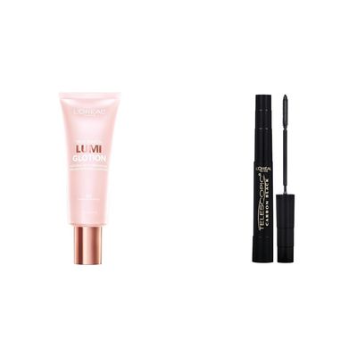 L'Oral Paris Makeup True Match Lumi Glotion Fair 1.35oz & Telescopic Original Lengthening Mascara Carbon Black 0.27oz