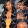 Erqq 30 inch Human Hair Wig 13x6 Body Wave Lace Front Wigs Human Hair 200 Density HD Lace Frontal Glueless Wigs Pre Plucked with Baby Hair Brazilian Virgin Hair Natural Color view 1