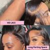 Erqq 30 inch Human Hair Wig 13x6 Body Wave Lace Front Wigs Human Hair 200 Density HD Lace Frontal Glueless Wigs Pre Plucked with Baby Hair Brazilian Virgin Hair Natural Color view 4