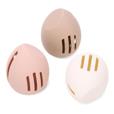 3 Pcs Makeup Sponge Holder, Cosmetic Travel Cases, Egg-shaped Blender Storage, Durable Silicone Organizer for Wet or Dry Makeup Sponges, Space-Saving, Easy to Clean (white/pink/khaki)