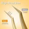 MORGLES Golden Lash Tweezers Set, 5 PCS Professional Eyelash Tweezers for Eyelash Extensions for Beginners & Lash Artists view 3