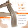 Full Shine Genius Weft Hair Extensions Human Hair, Color Ash Blonde Mix Bleach Blonde, Hand Tied Weft Human Hair Extensions, 18 Inch 80G, Remy Straight Sew In Extensions, for Women view 2