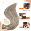Full Shine Genius Weft Hair Extensions Human Hair, Color Ash Blonde Mix Bleach Blonde, Hand Tied Weft Human Hair Extensions, 18 Inch 80G, Remy Straight Sew In Extensions, for Women view 3