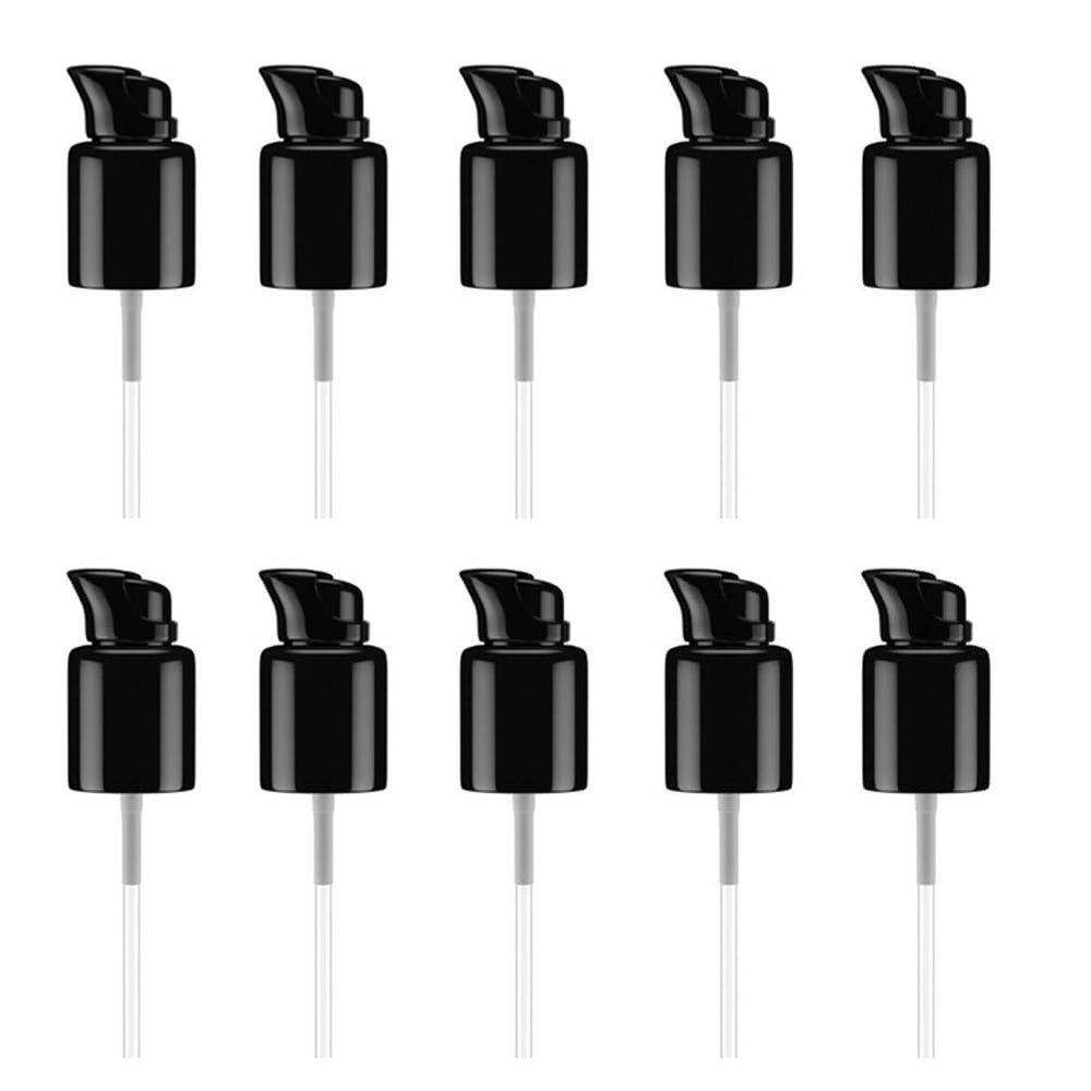10Pcs 415/20mm Replacement Foundation Pump Black Plastic Cosmetic Liquid Foundation Pump Replacement with Rotate Lock and Cover for Foundation Essential Oil Lotion Bottles