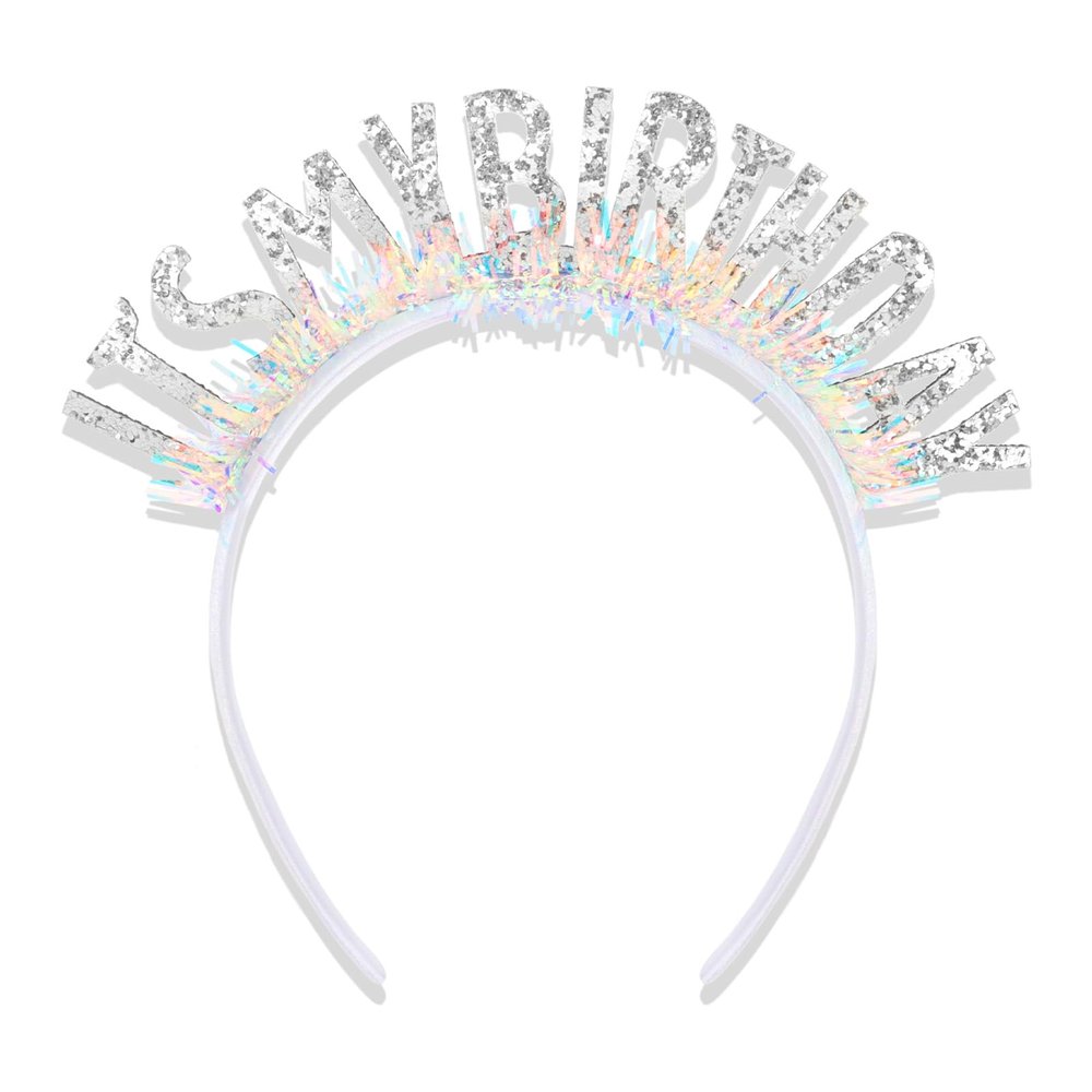 CIEHER Birthday Crown Tiara - It's My Birthday, Silver