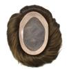 Toupee for Men 100% European Remy Human Hair Mens Toupee Durable Fine Monofilament Mens Hair System Poly Coated Hair Prosthesis Men7X9-Light Medium Density#2 Darkest Brown view 3