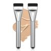 BEAUTYFACTOR 2Pcs Flat Foundation Brush,Face Mask Brush Makeup Spatula Facial Brush for Liquid Foundation Mask,Premium Face Korean Makeup Brush for Blending Cream (Silver&Silver) view 1