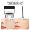 BEAUTYFACTOR Flat Foundation Brush,Korean Makeup Brush Spatula Facial Brush for Liquid Foundation,Premium Face Makeup Brush for Blending Cream (Silver) view 2