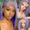 12 Inch Straight Bob Wig Human Hair 13x4 HD Frontal Lace Wig Pre Plucked 180% Density Light Purple Short Bob Wigs for Black Women Lilac Glueless Bob Lace Front Wigs Human Hair HD Transparent Lace Wig view 1