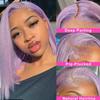 12 Inch Straight Bob Wig Human Hair 13x4 HD Frontal Lace Wig Pre Plucked 180% Density Light Purple Short Bob Wigs for Black Women Lilac Glueless Bob Lace Front Wigs Human Hair HD Transparent Lace Wig view 3
