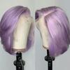 12 Inch Straight Bob Wig Human Hair 13x4 HD Frontal Lace Wig Pre Plucked 180% Density Light Purple Short Bob Wigs for Black Women Lilac Glueless Bob Lace Front Wigs Human Hair HD Transparent Lace Wig view 4