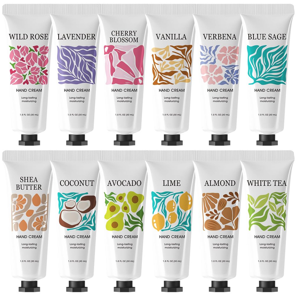 12 Pack Hand Cream Set for Dry Hands, Valentines Day Gifts for Her Galentines Day, Mini Hand Lotion Travel Size Hand Cream Bulk Gifts for Women, Bridesmaid Gifts Teacher Appreciation, Party Favors