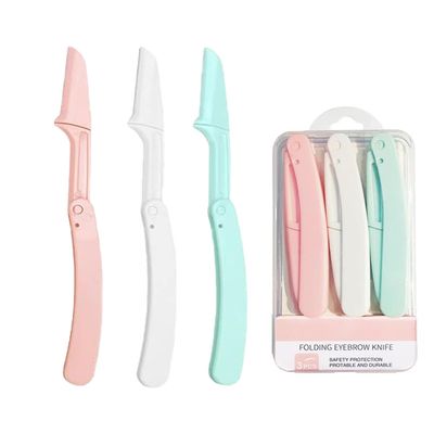Eyebrow Razor,Women's Eyebrow Trimmer, Collapsible Travel Pack of 3 Tablets,Face Razors for Women | Eyebrow Razor & Face Shaver for Women, Facial Hair Razor Tool Facial shaver Dermaplaning Tool