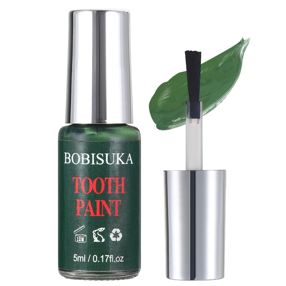 BOBISUKA Green Tooth Paint, Professional Green Teeth Makeup Solution - Safe, Quick Dry & Realistic, Perfect for Cosplay, Halloween Makeup, Theater, and Special Effects (5 ml)
